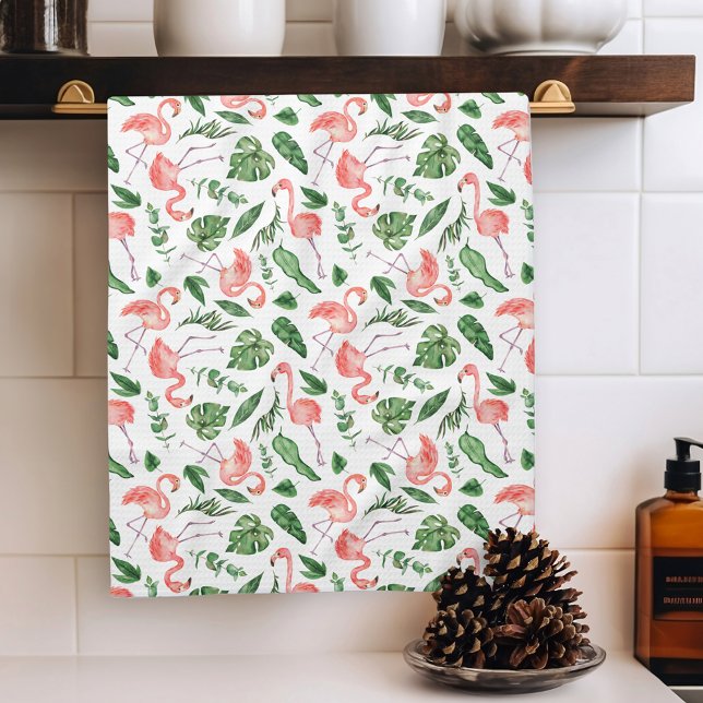 Tropical Pink Flamingo Pattern v2 Kitchen Towel (Creator Uploaded)