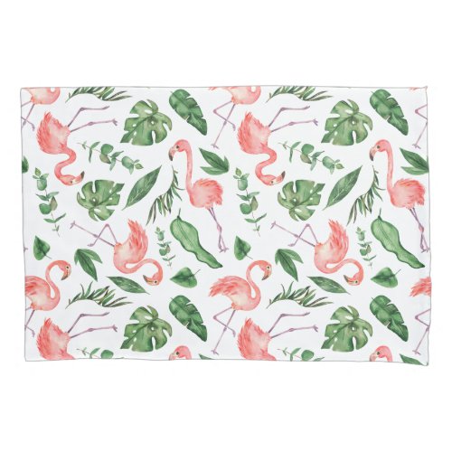 Tropical Pink Flamingo Pattern v2 Pillow Case