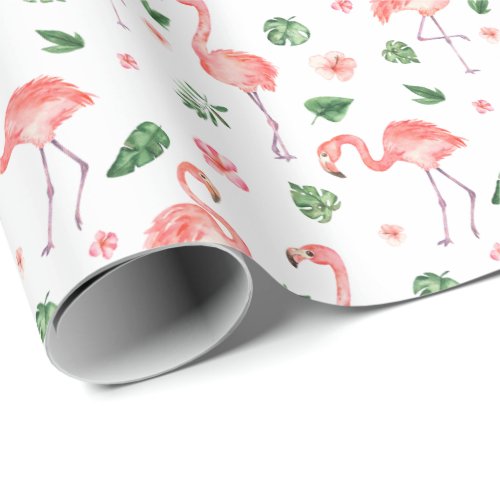 Tropical Pink Flamingo Pattern Wrapping Paper