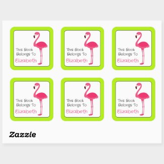 Tropical Pink Flamingo Personalized Bookplate