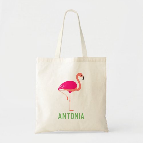 Tropical Pink Flamingo Personalized Girls Tote Bag