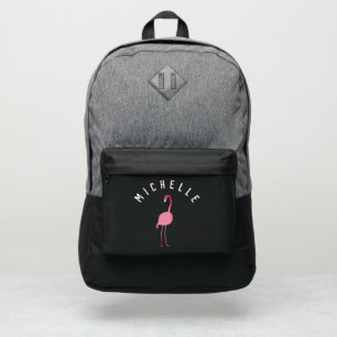 Tropical Pink Flamingo Personalized Name Port Authority® Backpack