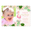 Tropical Pink Flamingo Photo Birthday Invite