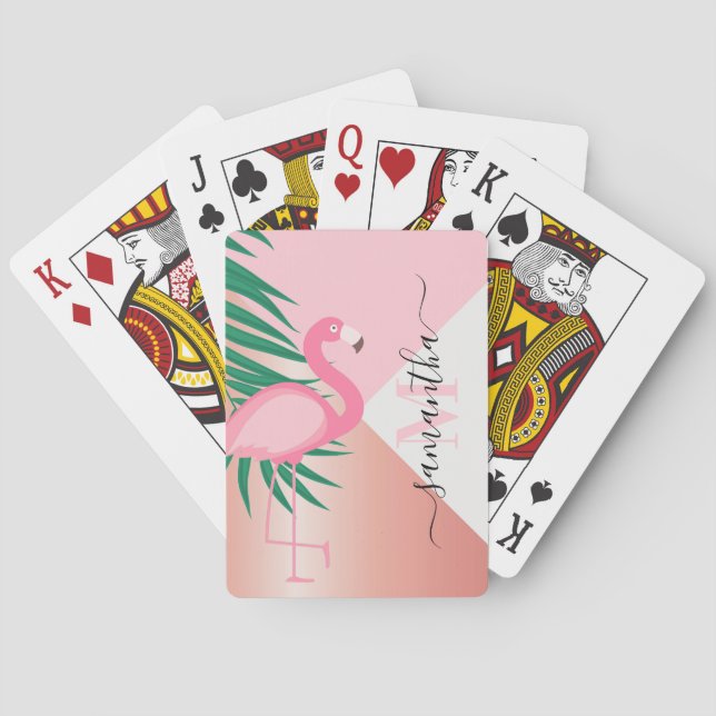 Tropical Pink Flamingo Poker Cards (Back)