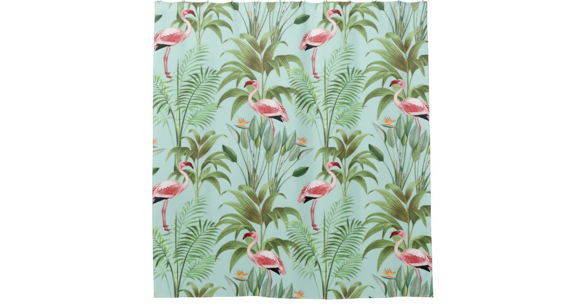 Tropical Pink Flamingo Shower Curtain Zazzle