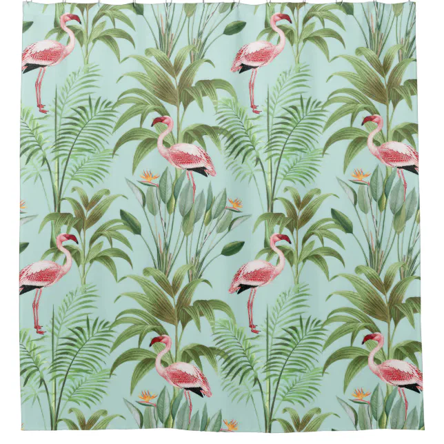 Tropical Pink Flamingo Shower Curtain Zazzle