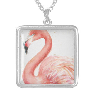 Tropical   Pink Flamingo Silver Plated Necklace