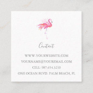 Tropical Pink Flamingo Square Business Card
