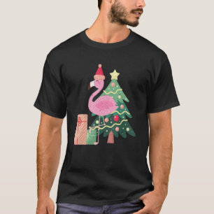 Tropical Pink Flamingo Summer Vacation Christmas I T-Shirt