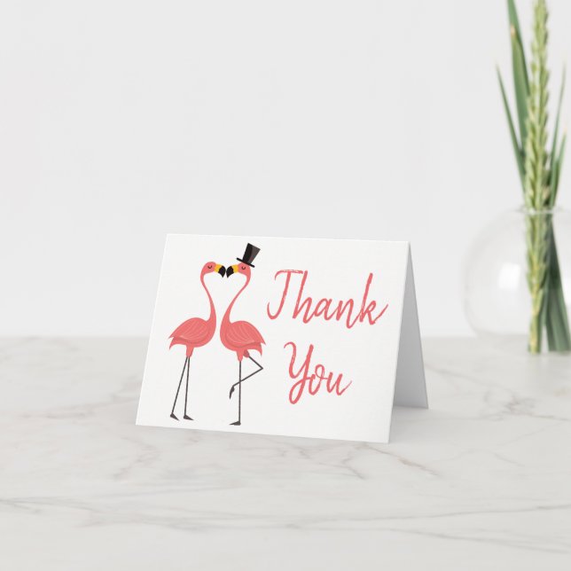 Tropical Pink Flamingo Thank You - Wedding Love (Front)
