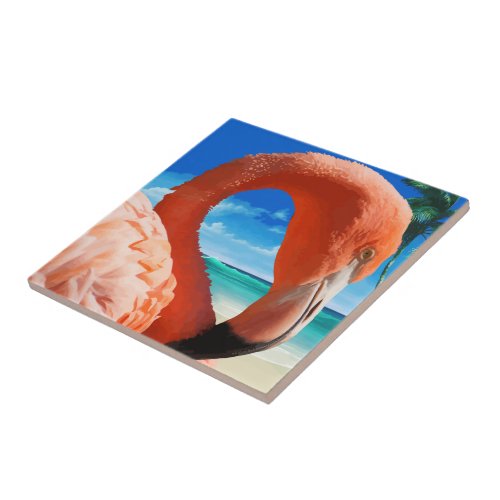 Tropical Pink Flamingo Tile Trivet