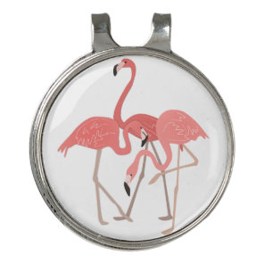 Tropical Pink Flamingo Trio Golf Hat Clip