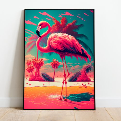 Tropical Pink Flamingo Wall Art Poster