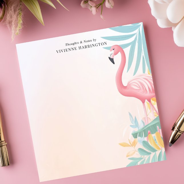 Tropical Pink Flamingo Watercolor Personalized  Notepad (Creator Uploaded)