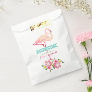 Tropical Pink Flamingo Wedding Bridal Shower Favor Bag