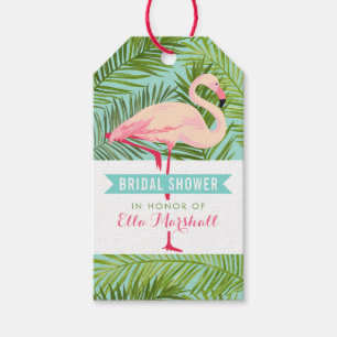 Tropical Pink Flamingo Wedding Bridal Shower Gift Tags