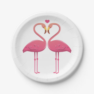 Tropical Pink Flamingo Wedding Bridal Shower Luau Paper Plates