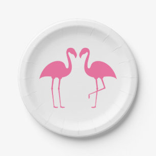 Tropical Pink Flamingo Wedding Bridal Shower Luau Paper Plates