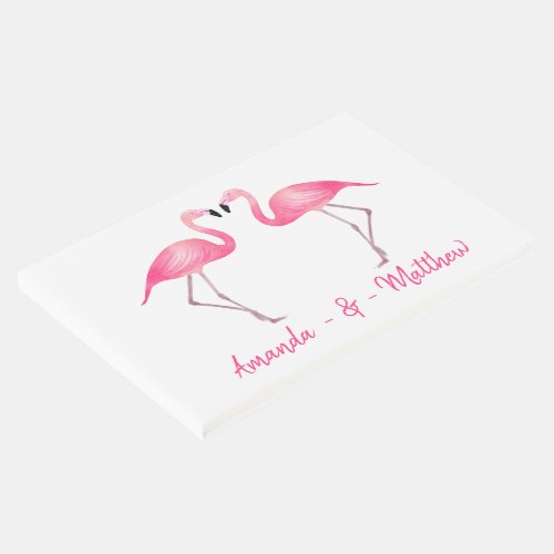 Tropical Pink Flamingo Wedding Bridal Shower Party Guest Book