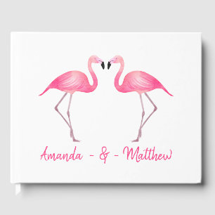 Tropical Pink Flamingo Wedding Bridal Shower Party Guest Book