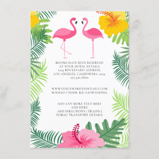 Tropical Pink Flamingo Wedding Details Enclosure Card