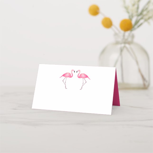 Tropical Pink Flamingo Wedding Party Bridal Shower Place Card (Front)