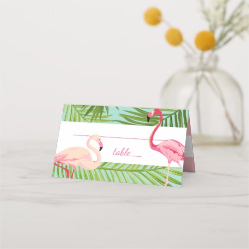 Tropical Pink Flamingo Wedding Place Card