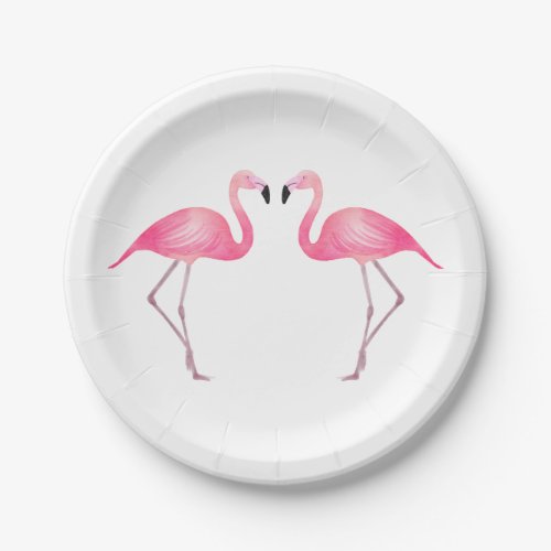 Tropical Pink Flamingo  Wedding Summer Beach Paper Plates