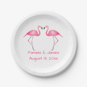 Tropical Pink Flamingo Wedding Summer Beach Paper Plates