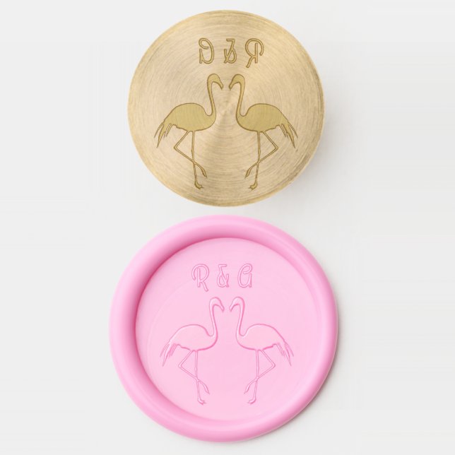 Tropical Pink Flamingo Wedding Wax Seal Stamp (Stamped)