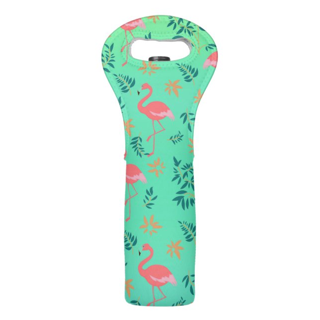 Tropical Pink Flamingo Wine Tote Bag (Front)