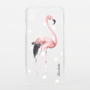 Tropical Pink Flamingo with Any Name iPhone XS Case