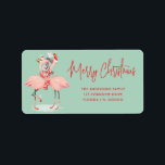 Tropical Pink Flamingo With Santa Hats Christmas Label<br><div class="desc">Celebrate the season in tropical style with this Tropical Pink Flamingo Christmas Label! Featuring adorable pink flamingos donning Santa hats on a vibrant turquoise green background, this label adds a unique retro charm to holiday gifts and decorations. Perfect for a Hawaii-inspired Christmas theme, it’s ideal for anyone wanting a stylish,...</div>
