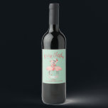 Tropical Pink Flamingo With Santa Hats Christmas Wine Label<br><div class="desc">Add a splash of island spirit to your holiday wine with this Tropical Pink Flamingo Christmas Wine Label! Featuring a retro-inspired pink flamingo wearing a Santa hat against a turquoise green backdrop, this stylish label brings a fun, tropical touch to any Christmas gathering. Ideal for festive parties, beach-themed celebrations, or...</div>