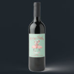 Tropical Pink Flamingo With Santa Hats Christmas Wine Label<br><div class="desc">Add a splash of island spirit to your holiday wine with this Tropical Pink Flamingo Christmas Wine Label! Featuring a retro-inspired pink flamingo wearing a Santa hat against a turquoise green backdrop, this stylish label brings a fun, tropical touch to any Christmas gathering. Ideal for festive parties, beach-themed celebrations, or...</div>