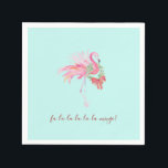Tropical Pink Flamingo Xmas Cocktail Napkins<br><div class="desc">Add a splash of coastal cheer to your celebration with these tropical napkins featuring a festive pink flamingo and the playful phrase “fa-la-la-la-la-la-mingo.” Designed with vibrant watercolor art by Florida artist Victoria Grigaliunas, these custom cocktail napkins are perfect for Christmas in July party ideas, beach gatherings, or tropical Christmas holiday...</div>