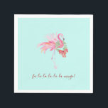 Tropical Pink Flamingo Xmas Cocktail Napkins<br><div class="desc">Add a splash of coastal cheer to your celebration with these tropical napkins featuring a festive pink flamingo and the playful phrase “fa-la-la-la-la-la-mingo.” Designed with vibrant watercolor art by Florida artist Victoria Grigaliunas, these custom cocktail napkins are perfect for Christmas in July party ideas, beach gatherings, or tropical Christmas holiday...</div>
