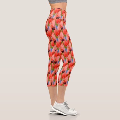 Tropical Pink Flamingo Yoga Pants Capri Leggings