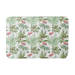 Tropical Pink Flamingos Bathroom Mat