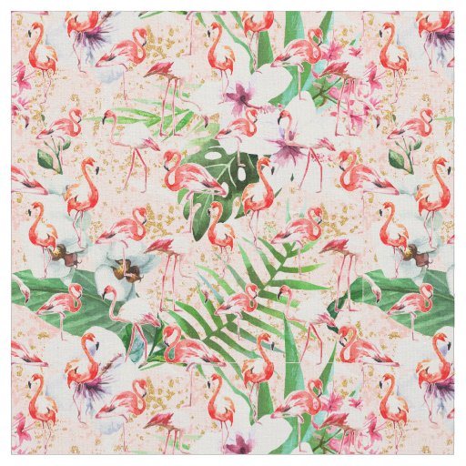 Tropical Pink Flamingos Fabric