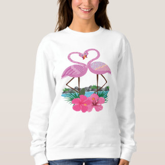 Tropical Pink Flamingos In Love, Women's Sweatshirt
