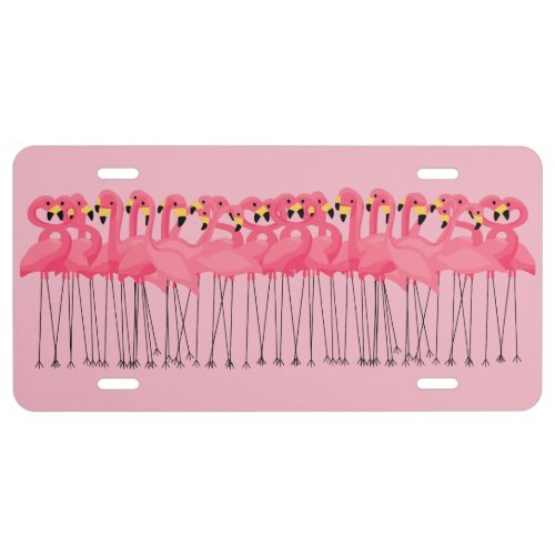Tropical Pink Flamingos License Plate