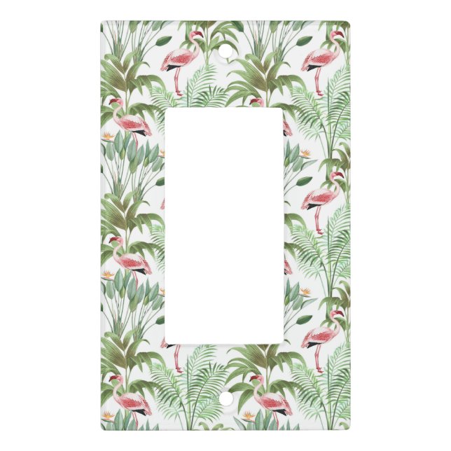 Tropical Pink Flamingos Light Switch Cover (Front)