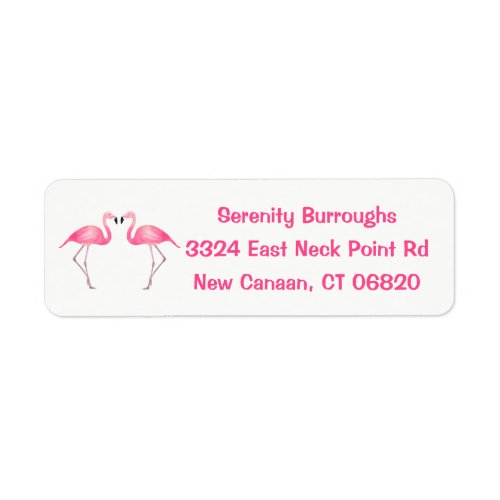 Tropical Pink Flamingos Love _ Wedding Beach Luau Label