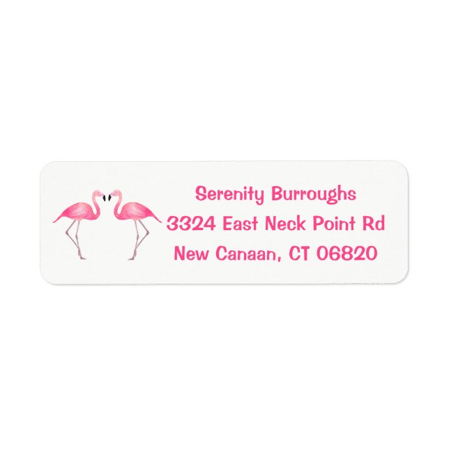 Tropical Pink Flamingos Love - Wedding Beach Luau Label (Front)