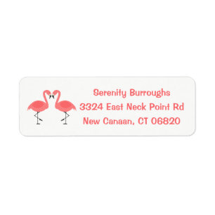 Tropical Pink Flamingos Love - Wedding Beach Luau Label