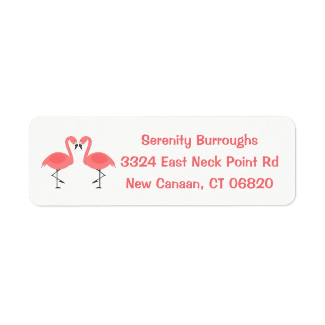 Tropical Pink Flamingos Love - Wedding Beach Luau Label (Front)