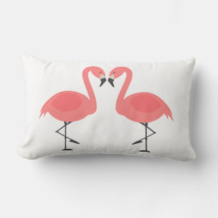 Tropical Pink Flamingos Love - Wedding Beach Luau Lumbar Pillow