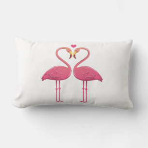 Tropical Pink Flamingos Love - Wedding Beach Luau Lumbar Pillow