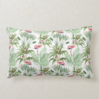 Tropical Pink Flamingos Lumbar Pillow